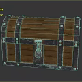 Vintage Wooden Treasure Chest With Metal Straps Lock And Rivets