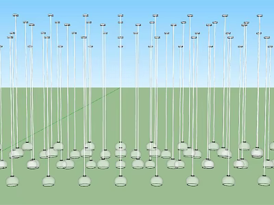 Multiple Modern Chandeliers With Long Rods And Glass Bases For Indoor Decoration 3d model
