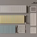 Minot Li Radiators Featuring White Yellow Blue Colors and Various Panel Vents