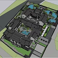 New Chinese Courtyard Garden SU Model 3d model