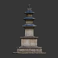 Traditional Multi Tiered Stone Pagoda Structure With Layered Roofs And Sturdy Base