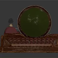 Vintage Typewriter As Daily Living Essential With Red Keys Wooden Body And Green Screen Design