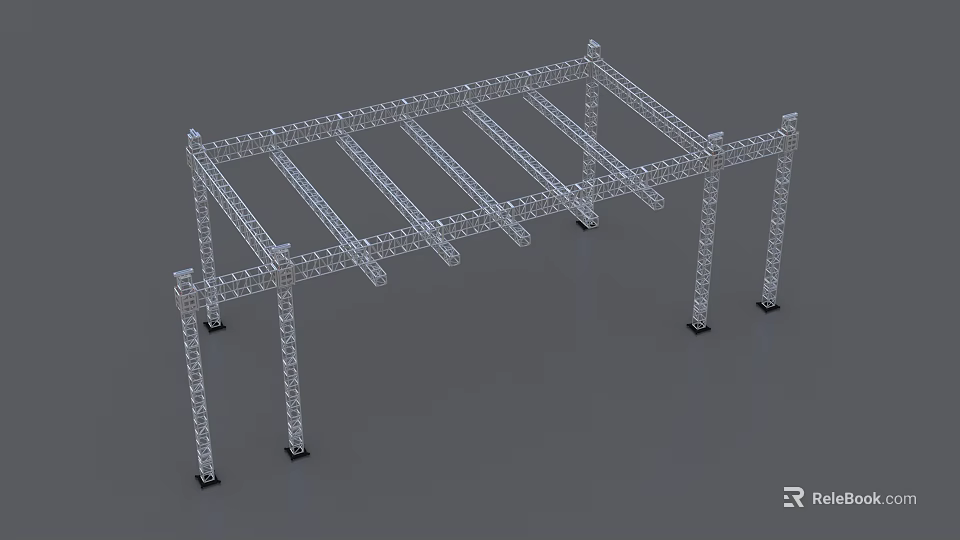 Public Facility Open Metal Frame Structure For Outdoor Support And Shelter 3d model 