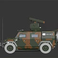 Military Vehicle With Camouflage Paint Top Mounted Equipment Antennas Sturdy Bumper And Headlights