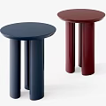 Modern Side Tables With Round Top And Three Cylindrical Legs Navy Blue Burgundy