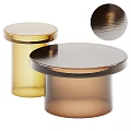 Gold And Bronze Cylindrical Decorative Objects With Shiny Round Tops 3d model