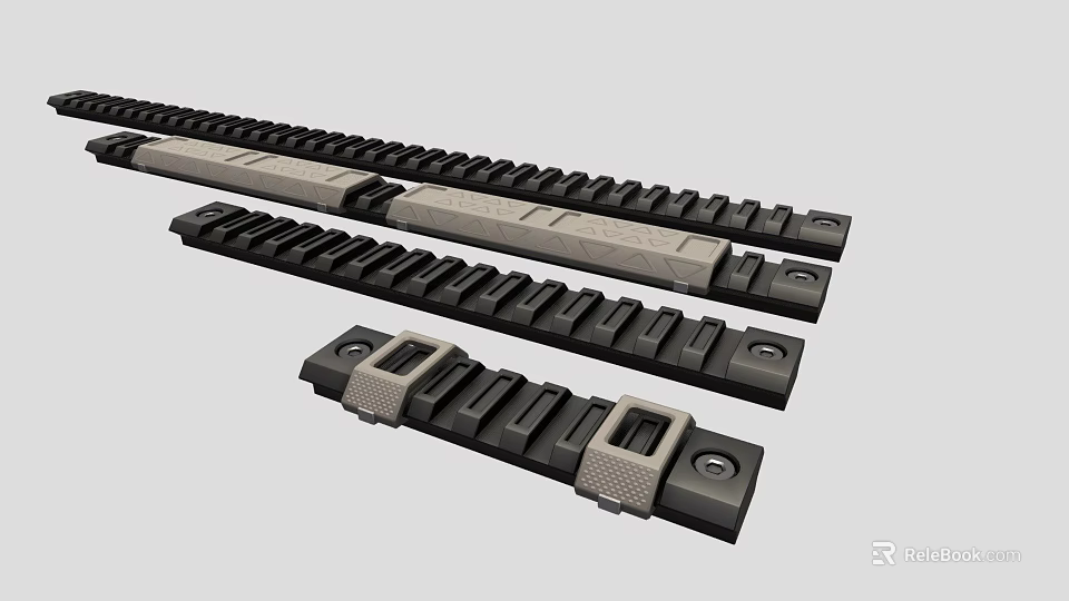Weapon Tactical Rail System With Multiple Rail Sections And Mounting Holes For Accessory Attachment 3d model 