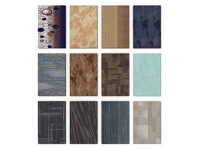 Various Square Rugs With Different Patterns And Color Options For Home Decor 3d model