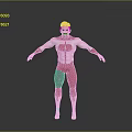 Game and Movie Character with Red and White Costume in Standing Pose 3D Render