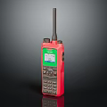 Red Handheld Walkie Talkie With Antenna Green Screen And Keypad