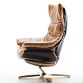 Elegant Brown Leather Office Chair With Tufted Design And Gold Black Swivel Base