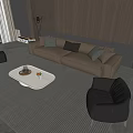 Modern sofa coffee table combination 3d model