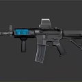 Modern Tactical Assault Rifle With Blue Digital Display Tactical Scope Magazine And Ergonomic Grip