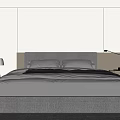 Double Bed Modern Bedroom Interior Design With Bedside Table Lamp Light Gray Beige Minimalist Tones
