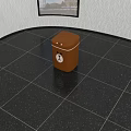 Public Facility Brown Trash Can With Cartoon Bear Face Design For Public Areas