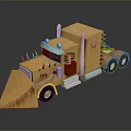 Yellow Toy Truck With Spikes Front Scoop And Red Cabin Details