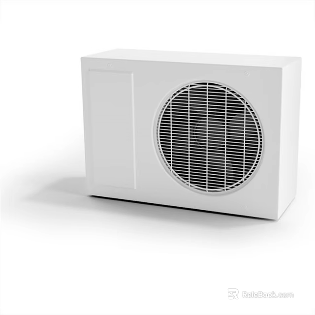 Modern Compact White Air Conditioning Fan With Square Body And Circular Grille 3d model 