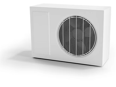 Modern Compact White Air Conditioning Fan With Square Body And Circular Grille 3d model
