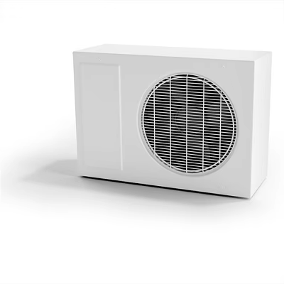 Modern Compact White Air Conditioning Fan With Square Body And Circular Grille 3d model