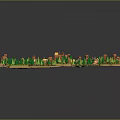 3D Cartoon Island Community With Small Houses Trees Lake And Green Spaces