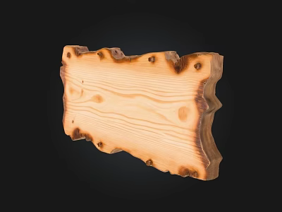Rustic Wooden Decorative Plank With Natural Stone Edge And Crafted Texture 3d model
