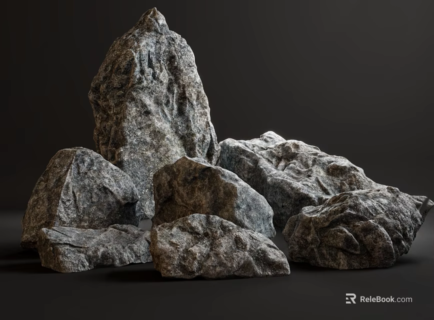 Natural Rock Garden Ornaments Featuring Stacked Decorative Stones for Outdoor Landscaping 3d model 