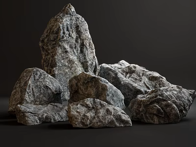 Natural Rock Garden Ornaments Featuring Stacked Decorative Stones for Outdoor Landscaping 3d model