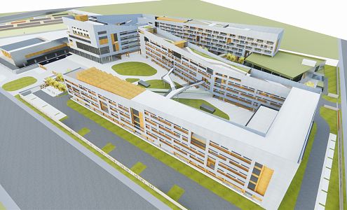 modern school teaching building 3d model