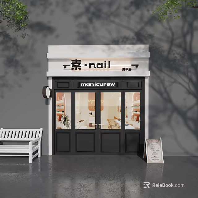 Stylish Modern Nail Specialty Store Offering Professional Manicure Services And Interior Displays 3d model 