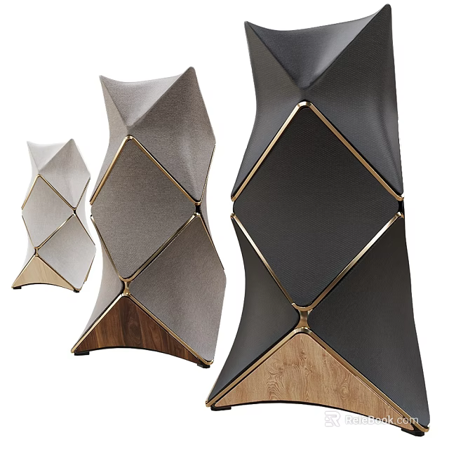 Modern Geometric Wall Lamps with Fabric Shade Metal Accents and Wooden Base for Contemporary Interior 3d model 