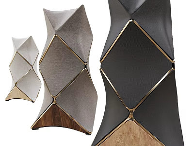 Modern Geometric Wall Lamps with Fabric Shade Metal Accents and Wooden Base for Contemporary Interior 3d model