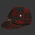 Stylish Red And Gray Plaid Knitted Hat With Ribbon Decoration