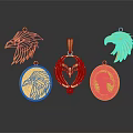Gold Eagle Head Jewelry Pendants With Round And Heart Shaped Designs