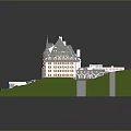 Historic Classical Building Complex With Courtyard Multiple Roofs And Green Lawn