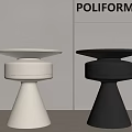 Poliform Modern Side Tables With White And Black Stylish Round Design 3d model