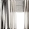 Elegant Modern Curtains In Gray And White Linen With Sheer Layers Design