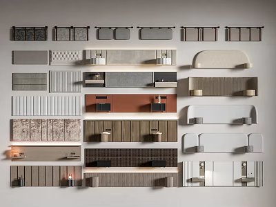 Collection Of Decorative Wall Panels In Various Styles And Materials For Interior 3d model