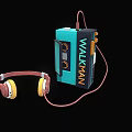 Vintage Walkman Portable Music Player With Headphones And Teal Design