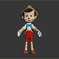 Pinocchio Animated Character With Yellow Hat Blue Bow Tie Red Pants And Red Shoes