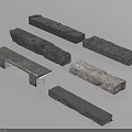 Multiple Stone Benches Featuring Varied Textures And Natural Surface Designs For 3d model