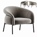 Velvet Upholstered Single Sofa With Curved Armrests And Black Metal Legs Design