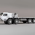 White Heavy Duty Multi Wheeled Truck With Large Tires And Flatbed Utility Design