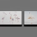 Flamingo Animal Paintings Set of Two Wall Art with Soft Colors and Watercolor Style