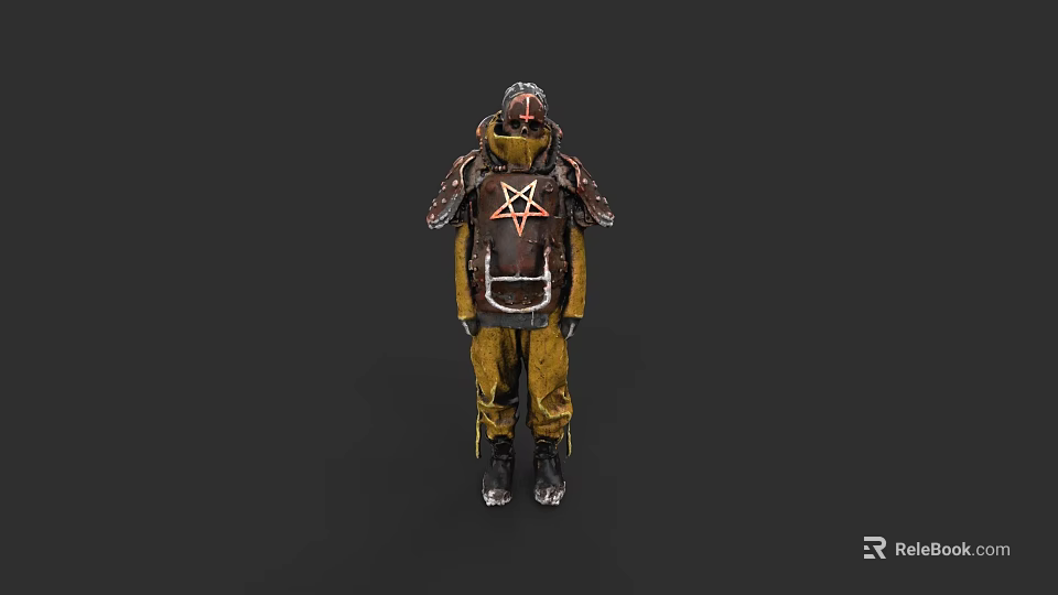 Fantasy Warrior Character In Beast Themed Armour With Star Symbol Design 3d model 
