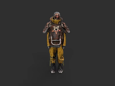 Fantasy Warrior Character In Beast Themed Armour With Star Symbol Design 3d model
