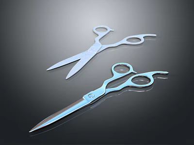 Metallic Scissors With Modern Design Sharp Blades And Ergonomic Handles 3d model