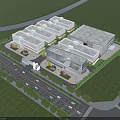 Aerial View of Modern Industrial Factory with Multiple Buildings Efficient Layout River and Green Surroundings