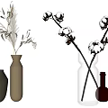 Stylish Vases Featuring Cotton Branches Dried Grass And Decorative White Transparent Designs For Home Interior