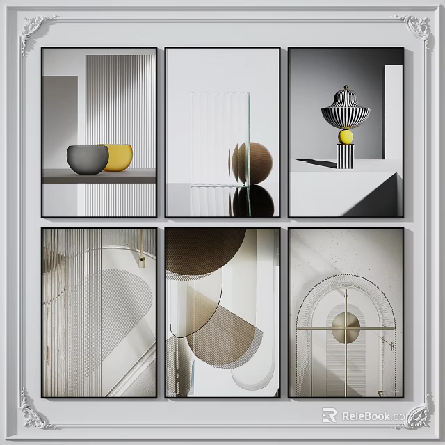 Abstract Decorative Wall Art With Geometric Shapes And Modern Design Elements 3d model
