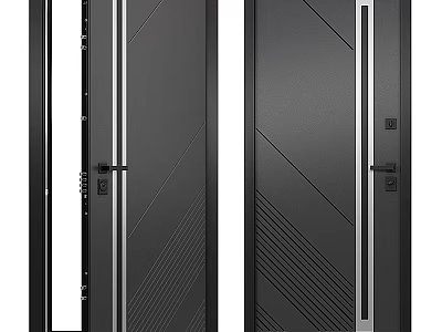 Modern Swing Door Design With Stylish Geometric Lines And Dark Panel Finish 3d model